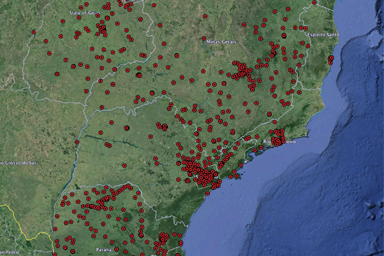 Map of Smoke Screen installations across Brazil