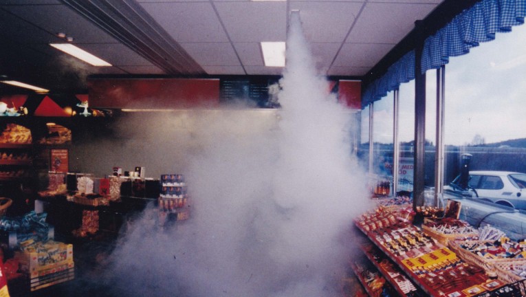 Smoke Screen going off in petrol station