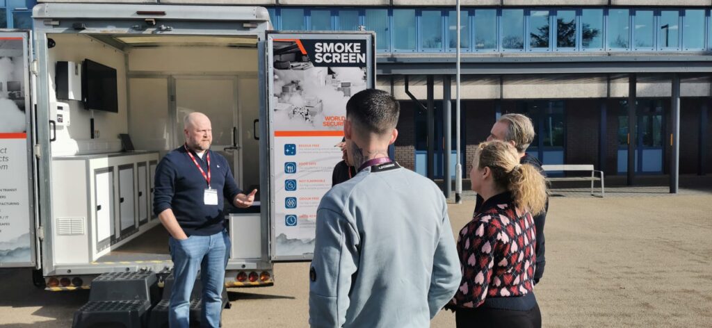 Retail Crime Meets Security Fog: How Three Rehabilitated Prolific Shoplifters Helped Us 1 The Smoke Screen Demo Trailer Outside Nottingham Police Hq.
