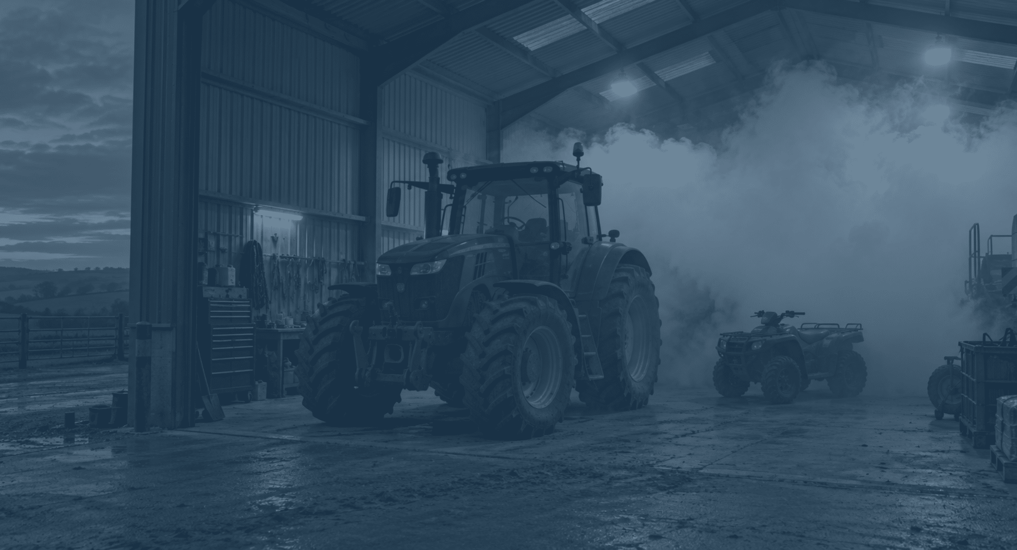 Organised gangs clear farm workshops in minutes — long before help arrives. Smoke Screen fog stops the theft as it starts. Battery-powered, no mains needed.